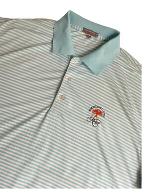 Peter Millar Summer Comfort Kiawah Island Golf Resort Polo Men’s XL Blue Striped